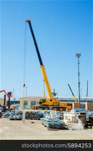 Construction crane on bright summer day