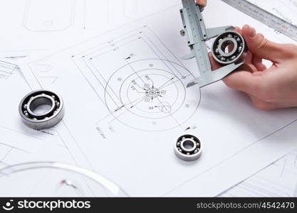 construction drafts and tools on the table