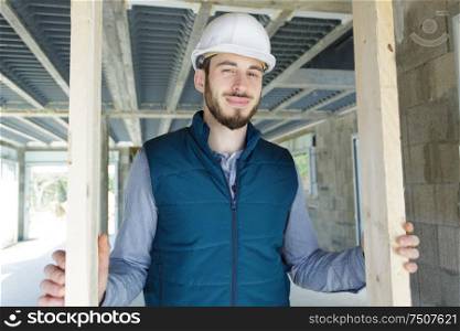construction engineer looking at the camera
