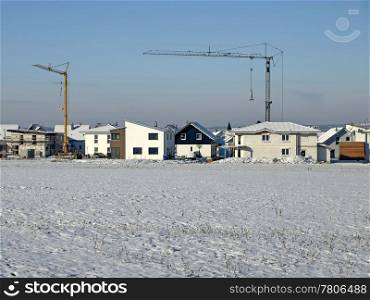 construction field in winter