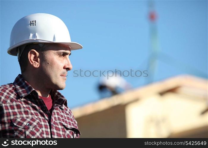 Construction foreman on a building site