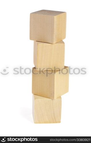 construction from wooden cubes. It is isolated on a white background