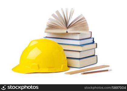 Construction industry education concept on white
