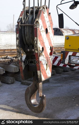 Construction machinery in a railroad construction site.