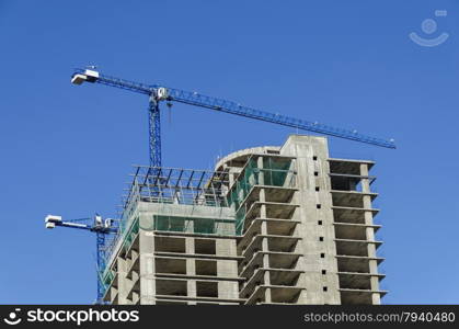 Construction of many storeyed building and jib-crane