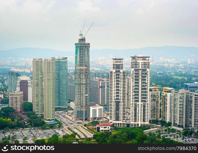 Construction of skyscraper in progress in Kualal Lumpur, Malaysia