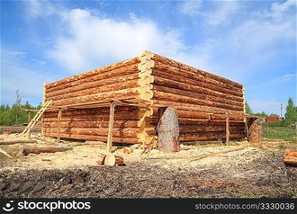 construction of the wooden building