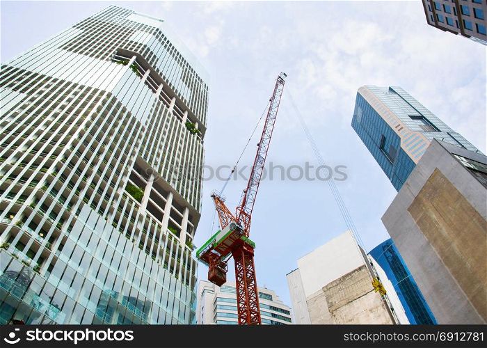 Construction site in Downtown of Singapore in daytime