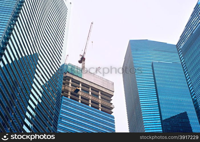 Construction site of a modern office building in Singapore