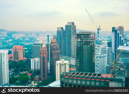 Construction site of modern skyscraper in Kualal Lumpur, Malaysia