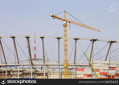 Construction site of the National Football Stadium in Warsaw, Poland.