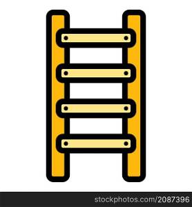 Construction step ladder icon. Outline construction step ladder vector icon color flat isolated. Construction step ladder icon color outline vector