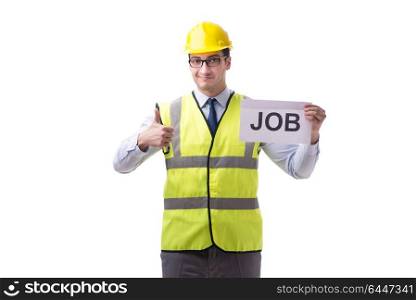 Construction supervisor in recrtuiment concept isolated on white background. Construction supervisor in recrtuiment concept isolated on white