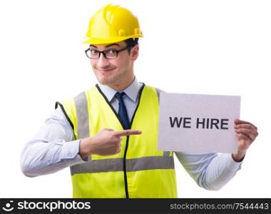 Construction supervisor in recrtuiment concept isolated on white background. Construction supervisor in recrtuiment concept isolated on white