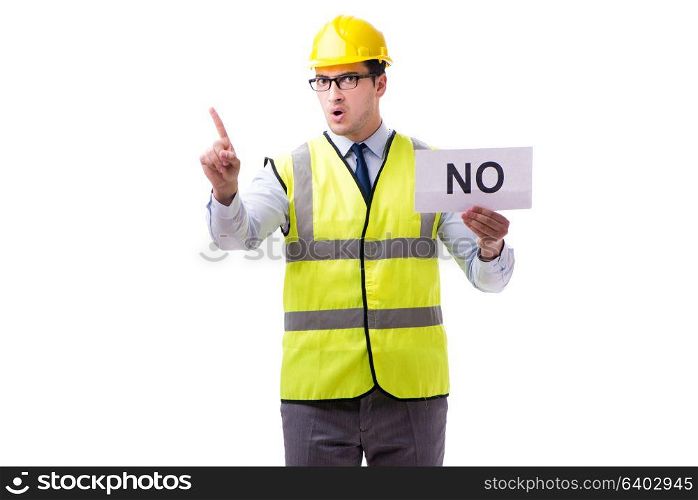 Construction supervisor with no asnwer isolated on white backgro. Construction supervisor with no asnwer isolated on white background
