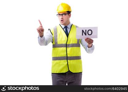 Construction supervisor with no asnwer isolated on white backgro. Construction supervisor with no asnwer isolated on white background