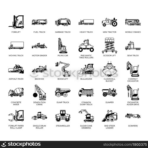 Construction Vehicle side view , Thin Line and Pixel Perfect Icons