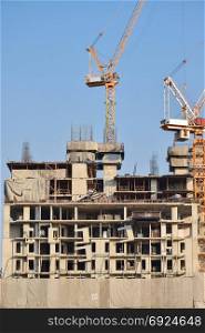 Construction work for high rise building with tower crain