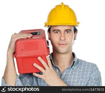 Construction worker a over white back ground