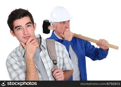 Construction worker and a college student