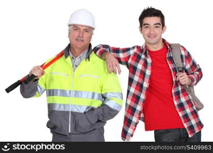 Construction worker and a student
