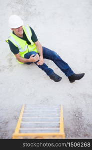 Construction Worker Falling Off Ladder And Injuring Leg