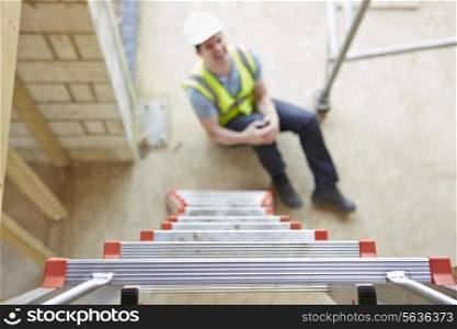 Construction Worker Falling Off Ladder And Injuring Leg