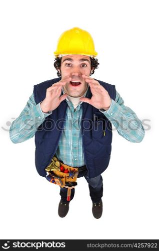 Construction worker hollering