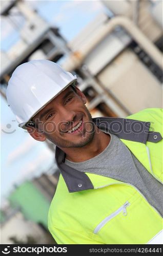 Construction worker in a reflective jacket