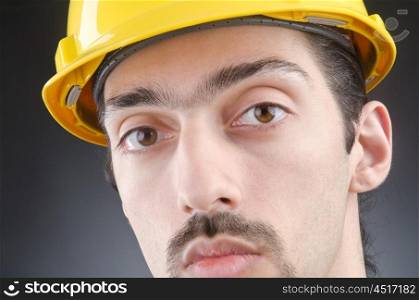Construction worker in studio shooting