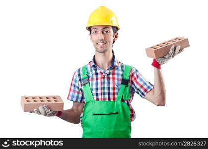Construction worker isolated on the white