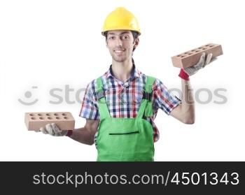Construction worker isolated on the white