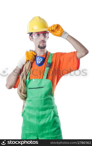 Construction worker isolated on white