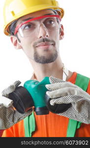 Construction worker isolated on white