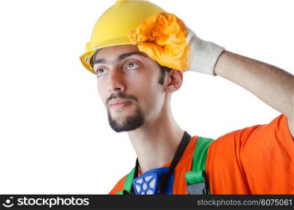 Construction worker isolated on white