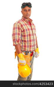 Construction worker, isolated over white background