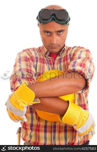 Construction worker, isolated over white background