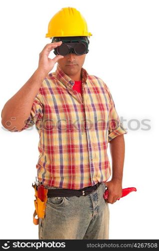 Construction worker, isolated over white background