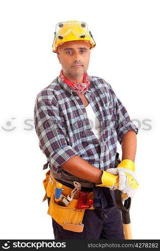 Construction worker, isolated over white background