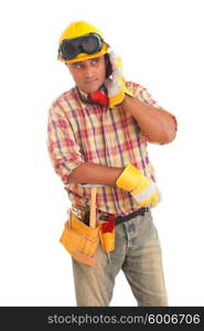 Construction worker, isolated over white background