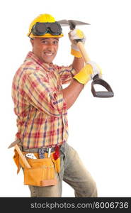 Construction worker, isolated over white background