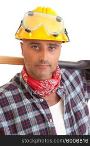 Construction worker, isolated over white background