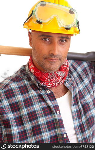 Construction worker, isolated over white background