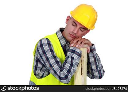 Construction worker sleeping