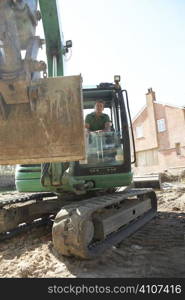 Construction Worker Using Digger