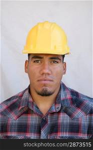 Construction worker wearing hard hat