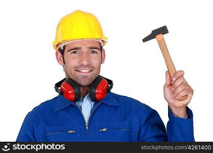 Construction worker with a hammer