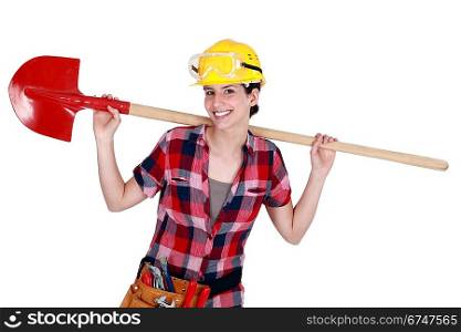 Construction worker with a shovel