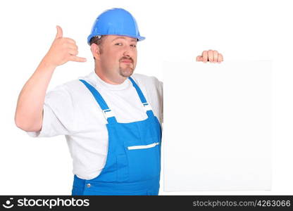 Construction worker with panel