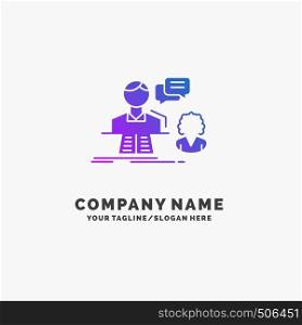 consultation, chat, answer, contact, support Purple Business Logo Template. Place for Tagline.. Vector EPS10 Abstract Template background
